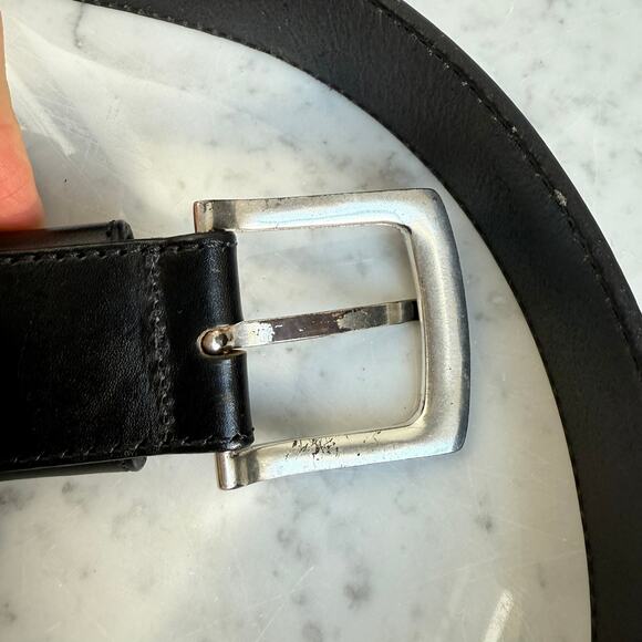 Harley-Davidson Black Leather Belt Silver Buckle Made in USA - Picture 6 of 9